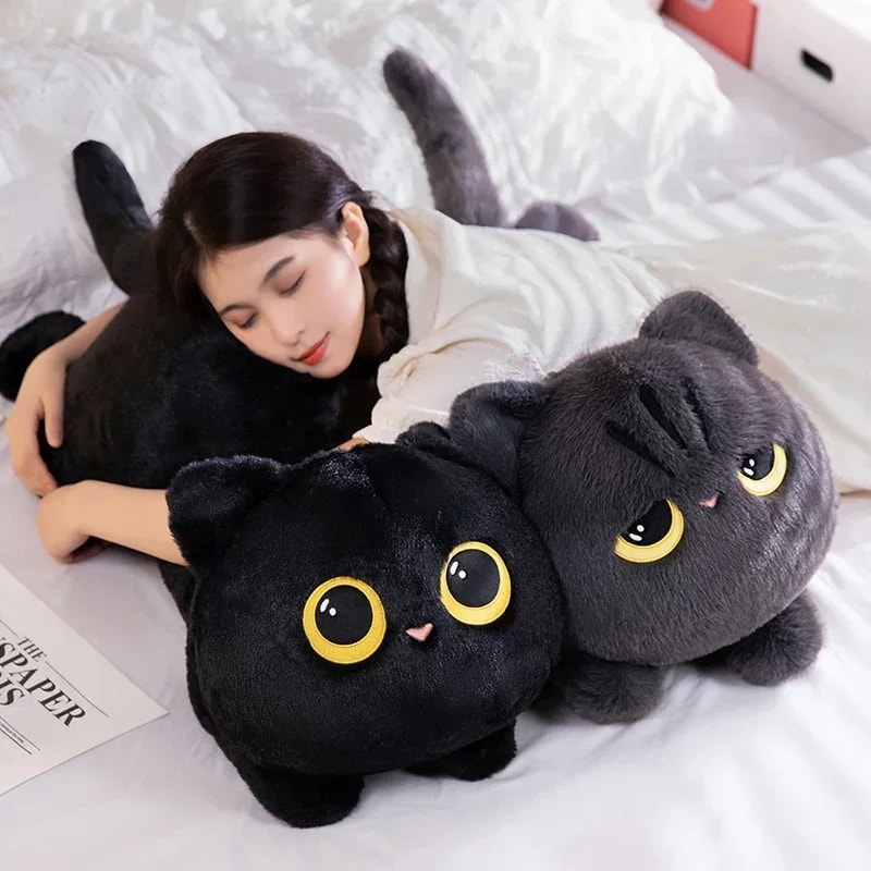 Cuddly Black Cat Plush Toy Doll Cute Big Pillow Cushion For Boys Girls Birthday Gifts 1
