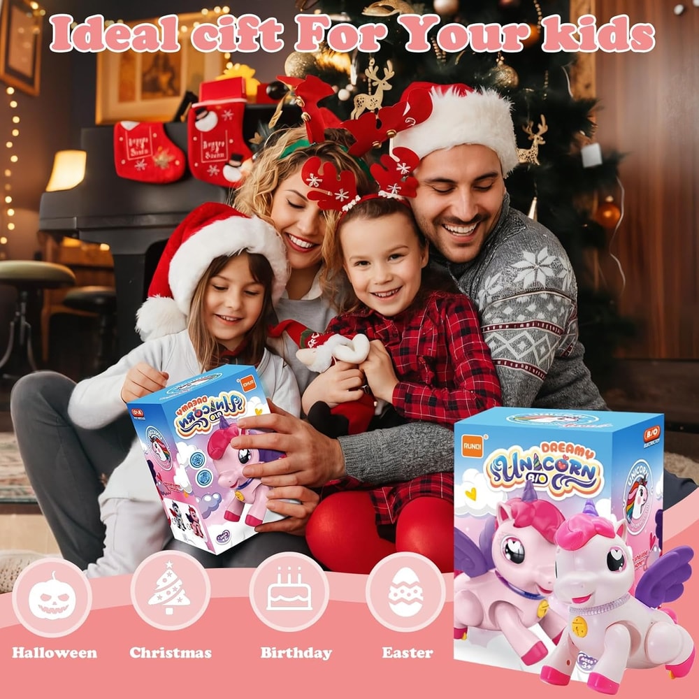Unicorn Toy With Cartoon Wings Light Music Animal Shape Girl Christmas Gift 3