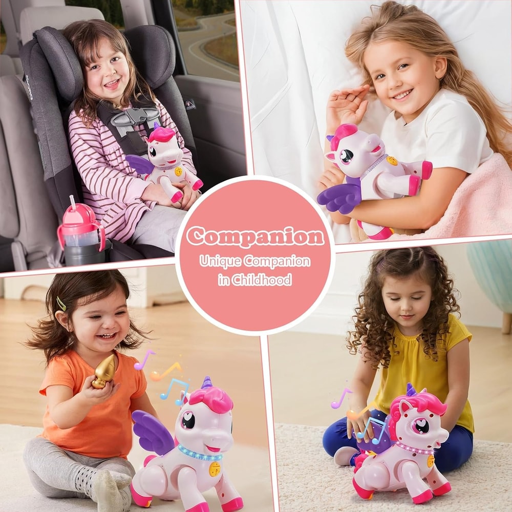 Unicorn Toy With Cartoon Wings Light Music Animal Shape Girl Christmas Gift 4
