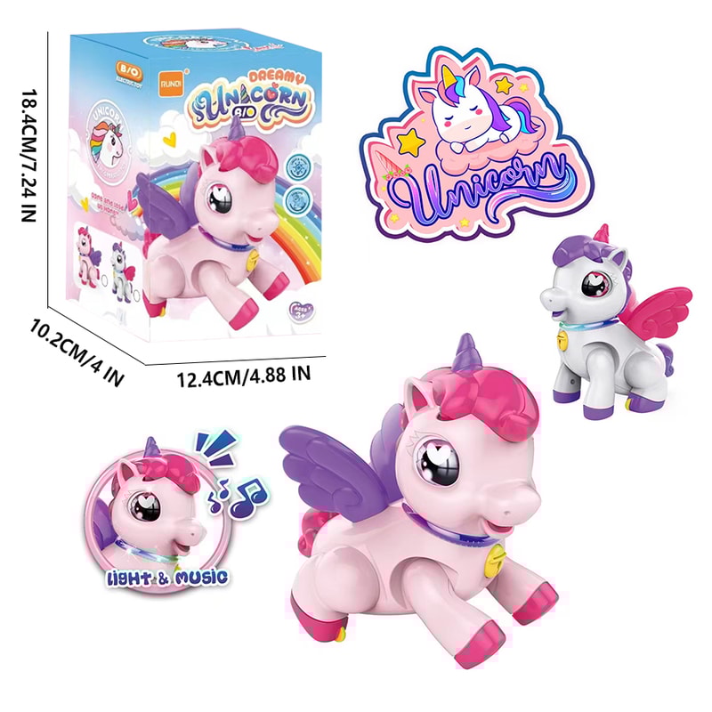 Unicorn Toy With Cartoon Wings Light Music Animal Shape Girl Christmas Gift 5