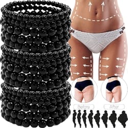 bead stretch wristband, black obsidian healing bracelet for stress relief, weight loss gift for women and men