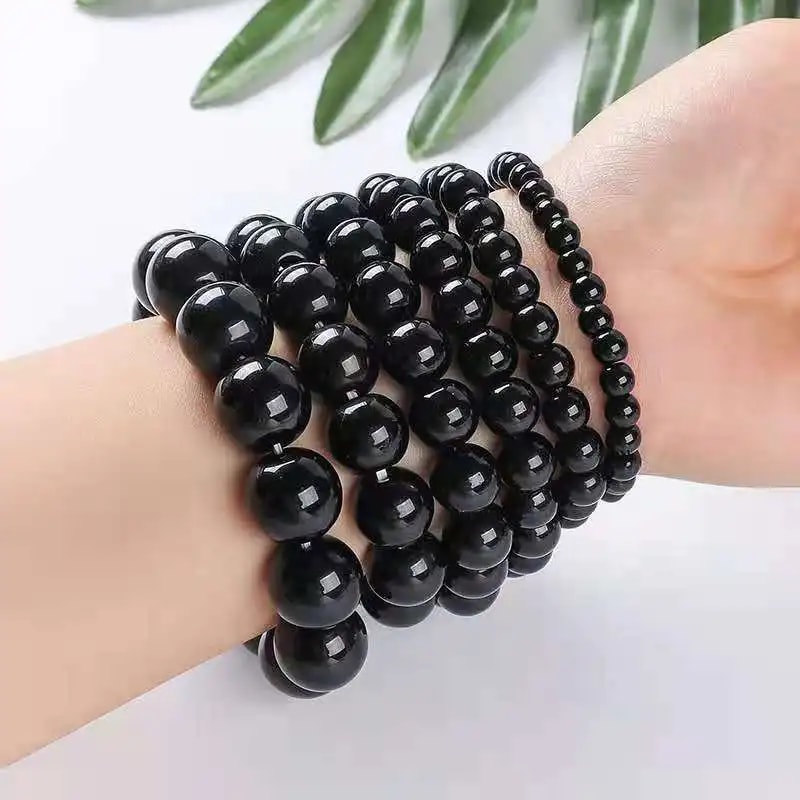 Bead Stretch Wristband Black Obsidian Healing Bracelet For Stress Relief Weight Loss Gift For Women 3