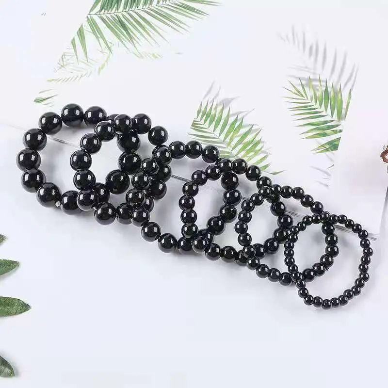 Bead Stretch Wristband Black Obsidian Healing Bracelet For Stress Relief Weight Loss Gift For Women 4