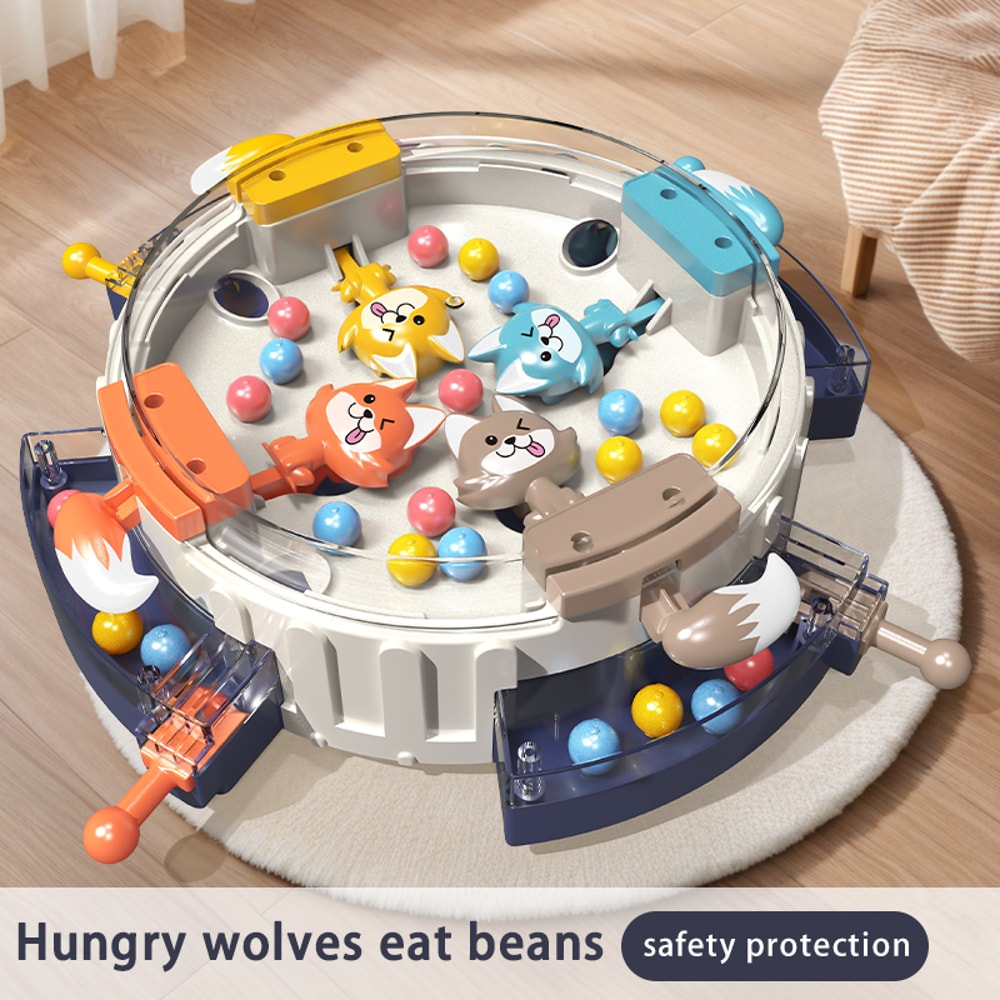 Interactive Desktop Game, Hungry Wolf Eating Beans, Family Adventure Puzzle Challenge