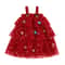 Star Lace Layered Tulle Sundress, Girls Christmas and Valentines Dress with Plush Ball Strap