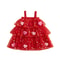 Star Lace Layered Tulle Sundress, Girls Christmas and Valentines Dress with Plush Ball Strap