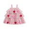 Star Lace Layered Tulle Sundress, Girls Christmas and Valentines Dress with Plush Ball Strap