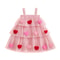 Star Lace Layered Tulle Sundress, Girls Christmas and Valentines Dress with Plush Ball Strap