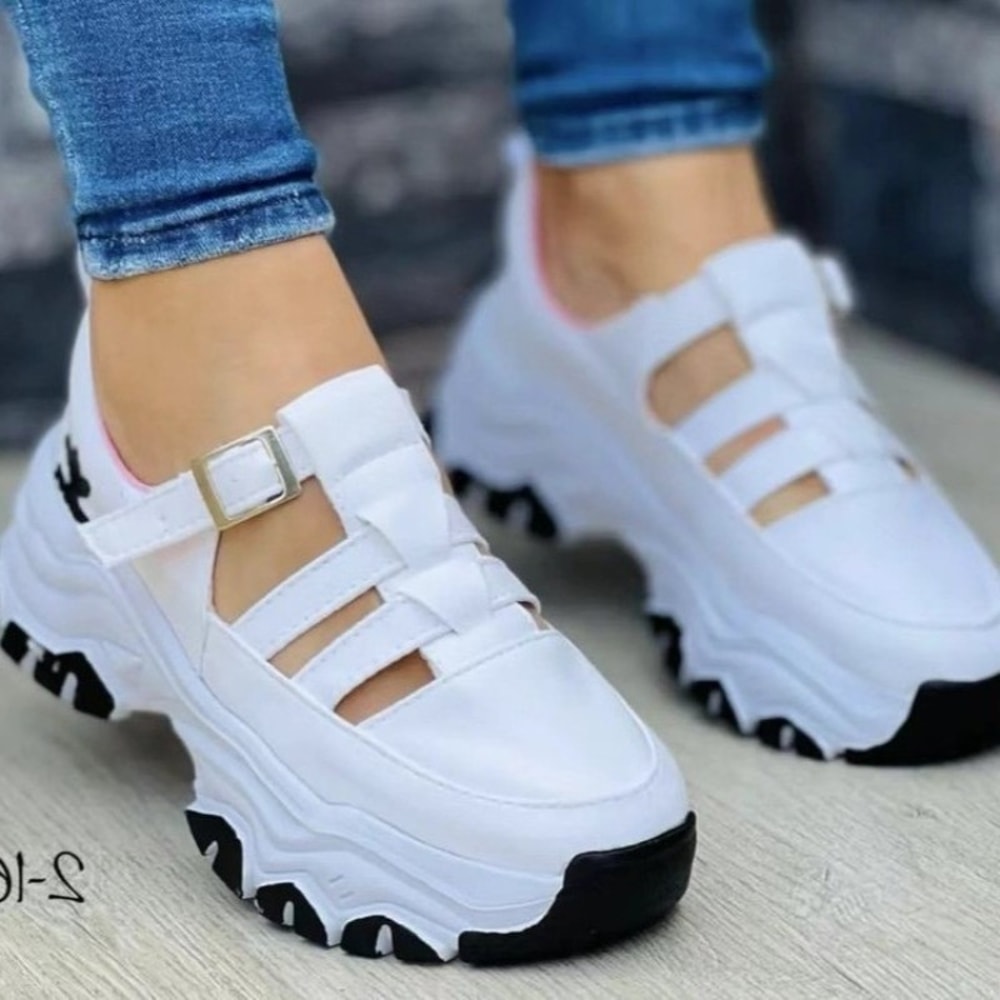 Breathable Open Toed Womens Sandals Fashion Sandals For Women Popular Buckle Thick Bottom Design 0