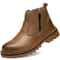 Men Brown Leather Steel Toe Boots Safety Work Protection Shoes PunctureProof Side Zipper Design 7