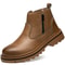 Men Brown Leather Steel Toe Boots Safety Work Protection Shoes PunctureProof Side Zipper Design 7