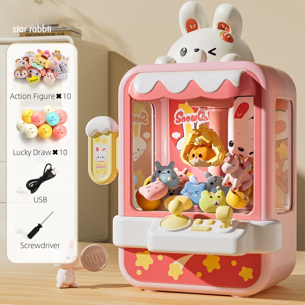 Music Mini Vending Machine, Electronic Arcade Game Toys, Adjustable Catch Doll Machine for Kids