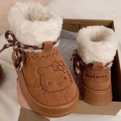 kawaii winter non-slip snow boots, anime sanrio women, cute warm cotton short boot gift