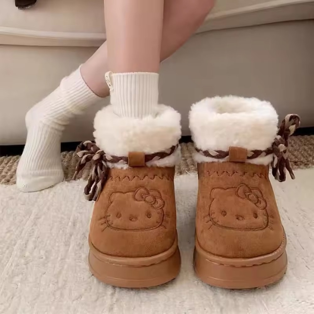 Kawaii Winter Non-Slip Snow Boots, Anime Sanrio Women, Cute Warm Cotton Short Boot Gift