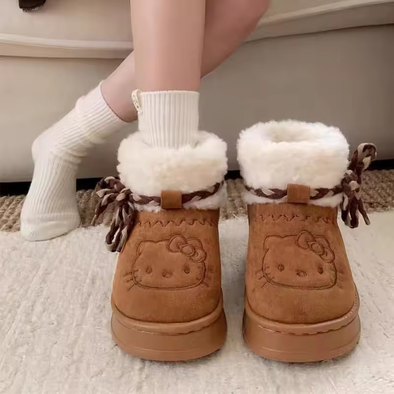 Kawaii Winter Non-Slip Snow Boots, Anime Sanrio Women, Cute Warm Cotton Short Boot Gift