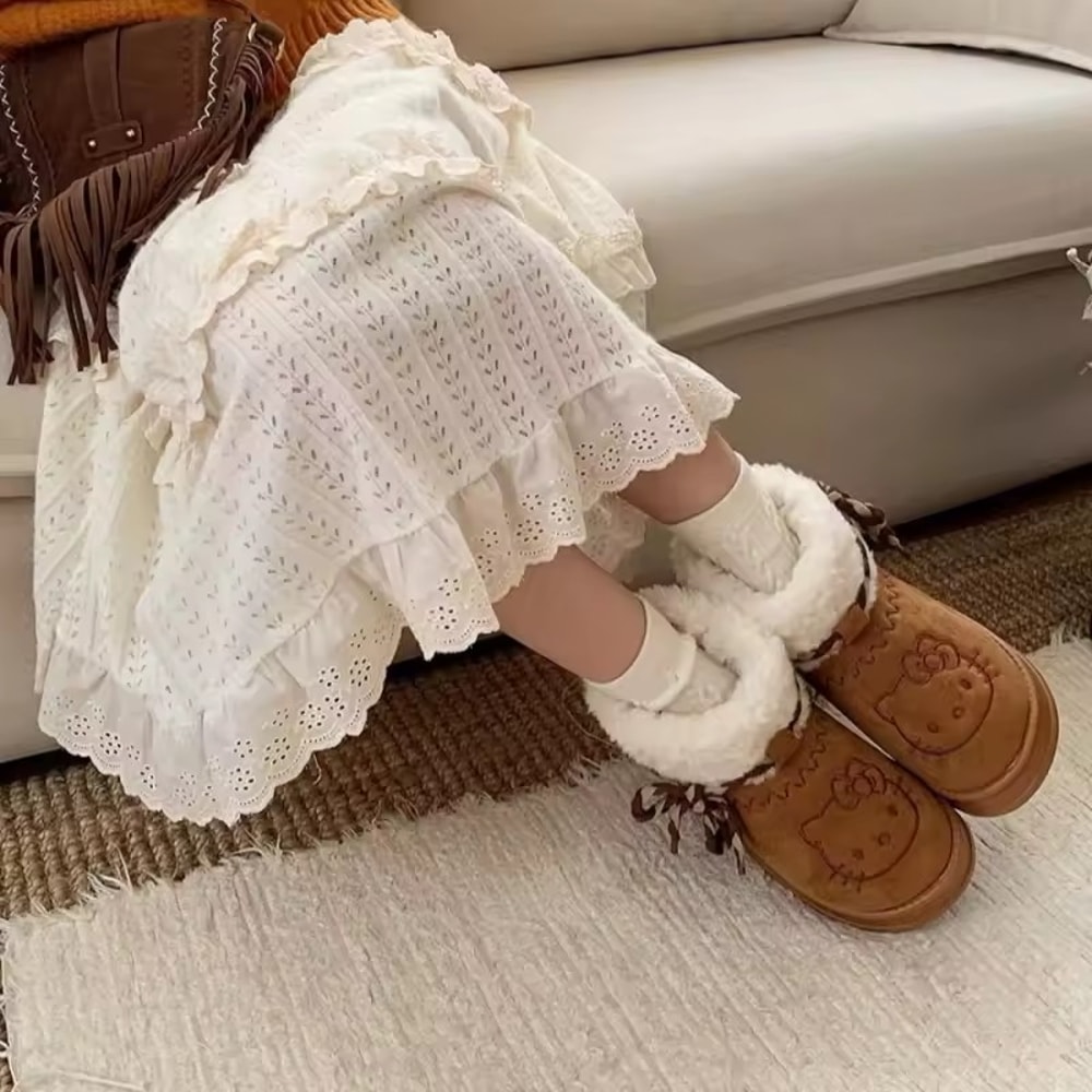 Kawaii Winter Non-Slip Snow Boots, Anime Sanrio Women, Cute Warm Cotton Short Boot Gift