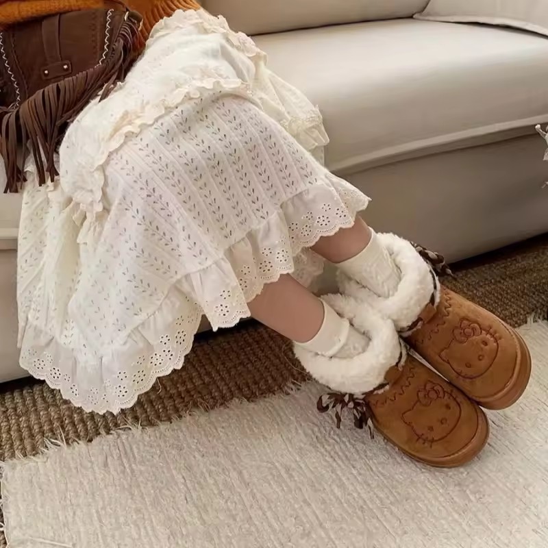 Kawaii Winter Non-Slip Snow Boots, Anime Sanrio Women, Cute Warm Cotton Short Boot Gift