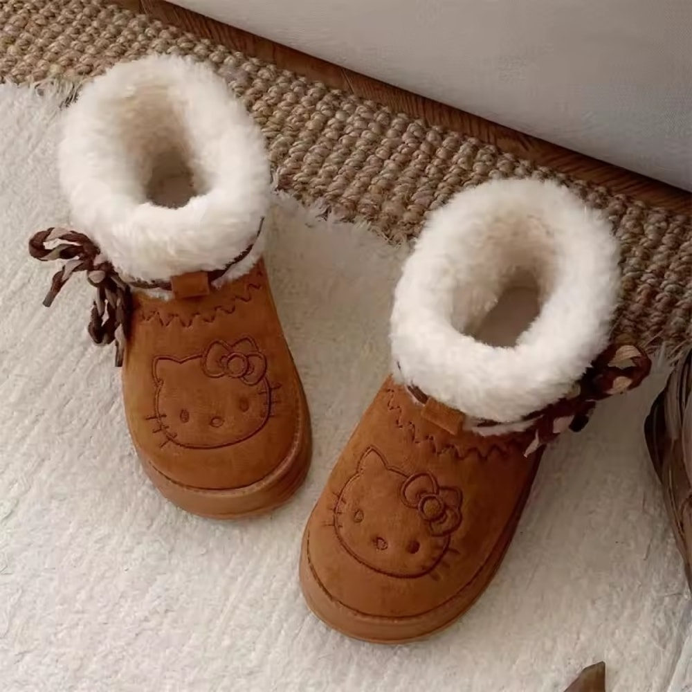 Kawaii Winter Non-Slip Snow Boots, Anime Sanrio Women, Cute Warm Cotton Short Boot Gift