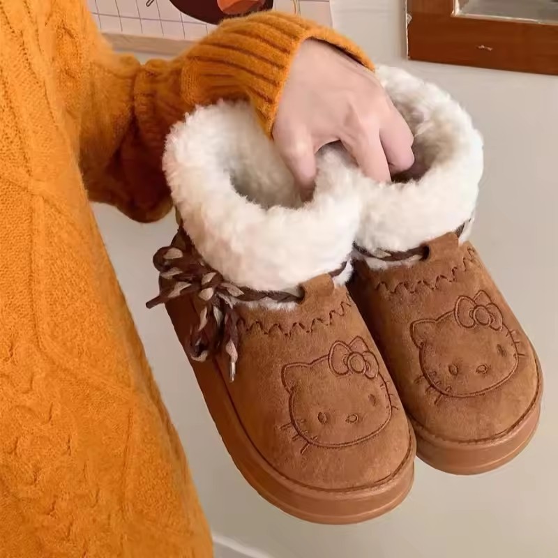 Kawaii Winter Non-Slip Snow Boots, Anime Sanrio Women, Cute Warm Cotton Short Boot Gift