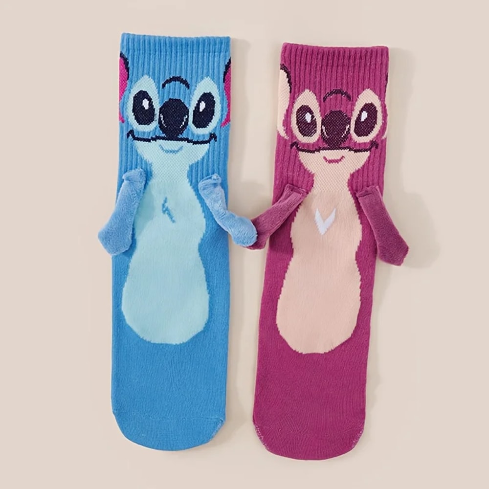 Kawaii Disney Stitch Crew Socks, Soft Cotton Blend for Daily Wear, Perfect Christmas Birthday Gift