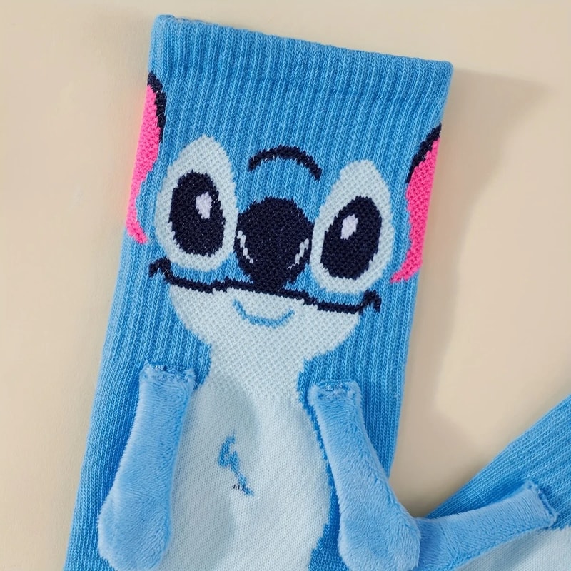 Kawaii Disney Stitch Crew Socks, Soft Cotton Blend for Daily Wear, Perfect Christmas Birthday Gift