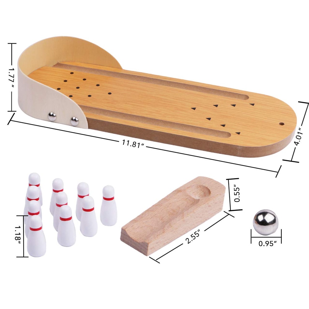 Shooting Arcade Bowling Game, Wooden Office Desk Toy, Stress Relief Finger Fun for All
