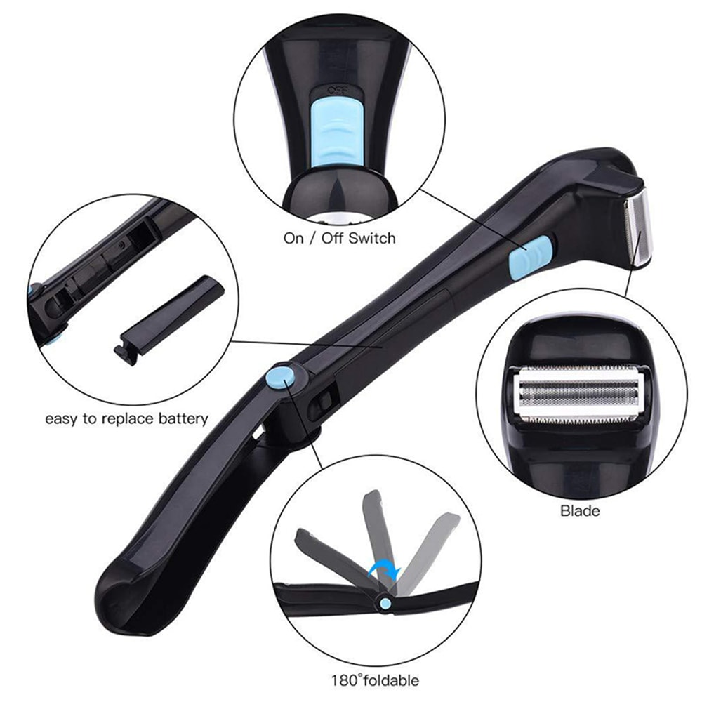 BatteryPowered Foldable Back Hair Shaver Long Handle Manual Hair Remover For Comfortable Use 3