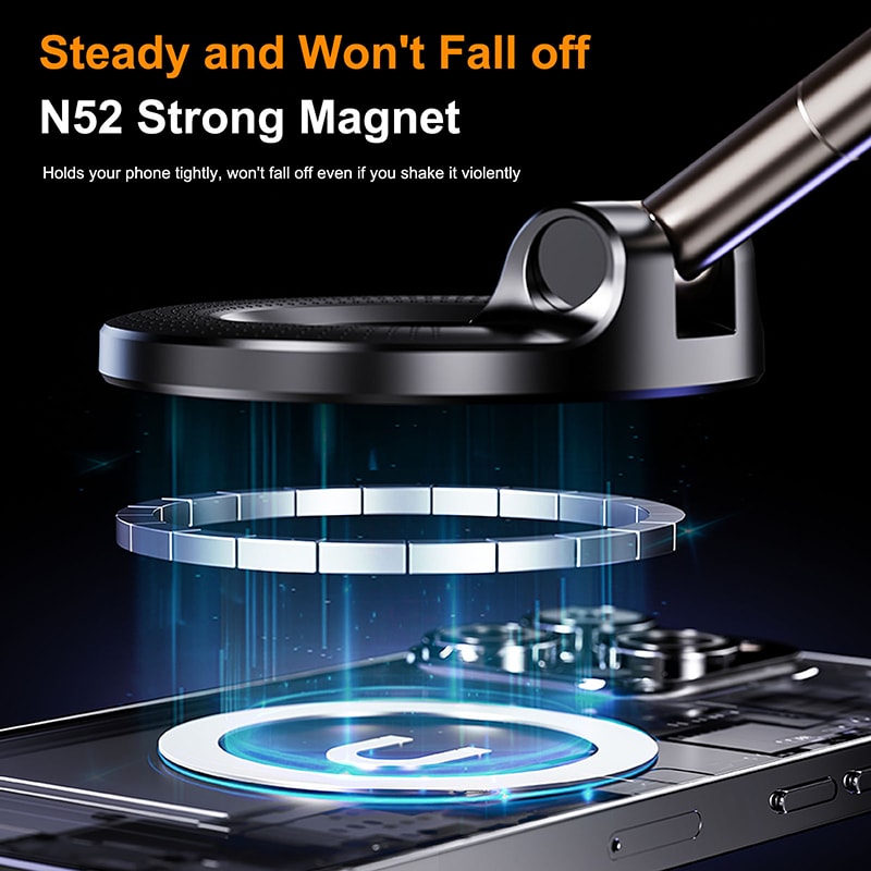 Foldable Xiaomi Strong Magnetic Phone Holder Adjustable Vacuum Car Mount For IPhone Cell Phone Live 2