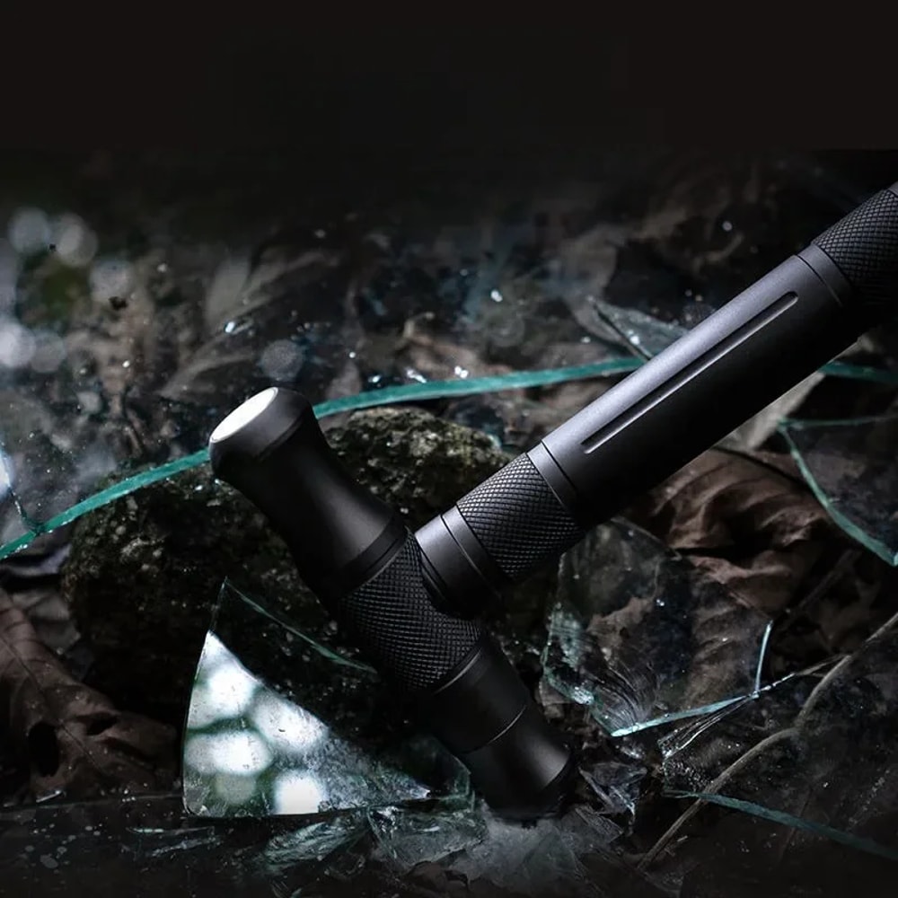 Portable Folding Walking Stick, Tungsten Steel Alpenstock, T-type Self-defense Stick for Camping and Hiking