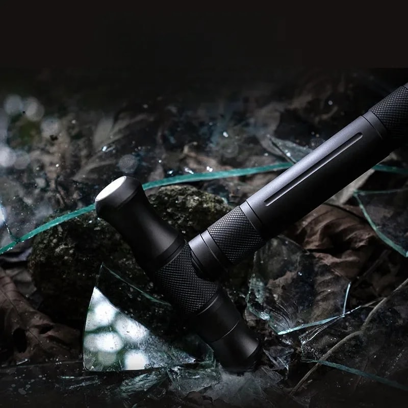 Portable Folding Walking Stick, Tungsten Steel Alpenstock, T-type Self-defense Stick for Camping and Hiking