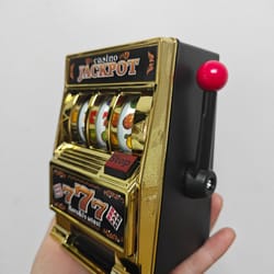aqumotic coin piggy bank slot machine, deposit money retrievable, lucky machine for parties, saving box with no lights