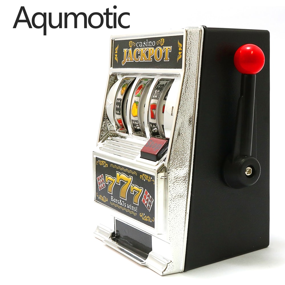 Aqumotic Coin Piggy Bank Slot Machine, Deposit Money Retrievable, Lucky Machine for Parties, Saving Box with No Lights