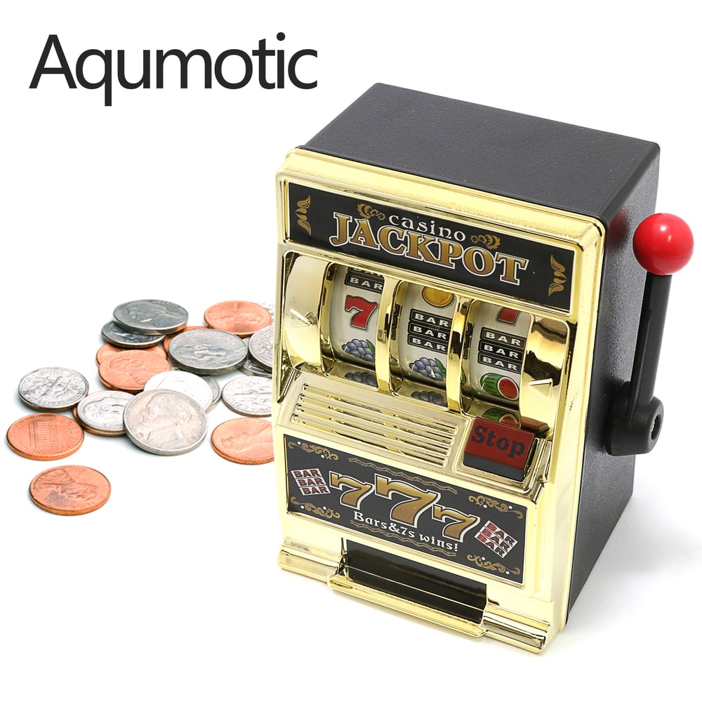 Aqumotic Coin Piggy Bank Slot Machine, Deposit Money Retrievable, Lucky Machine for Parties, Saving Box with No Lights