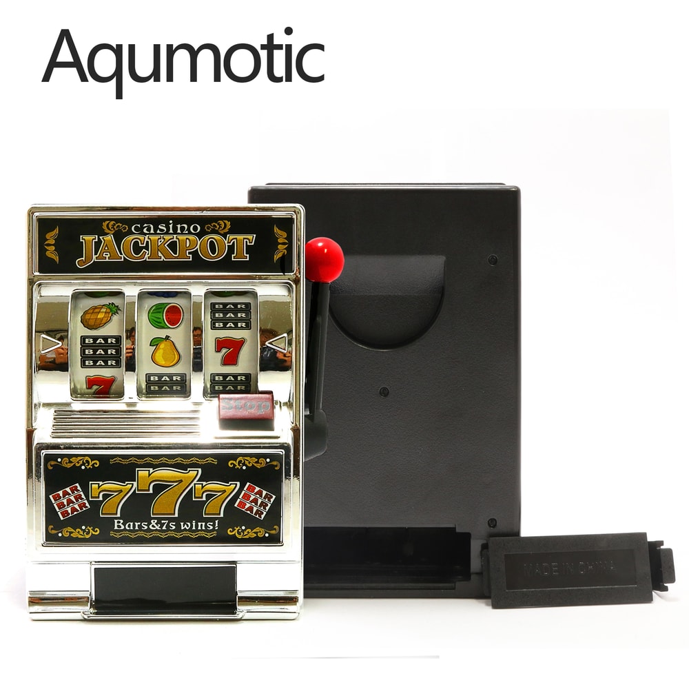 Aqumotic Coin Piggy Bank Slot Machine, Deposit Money Retrievable, Lucky Machine for Parties, Saving Box with No Lights