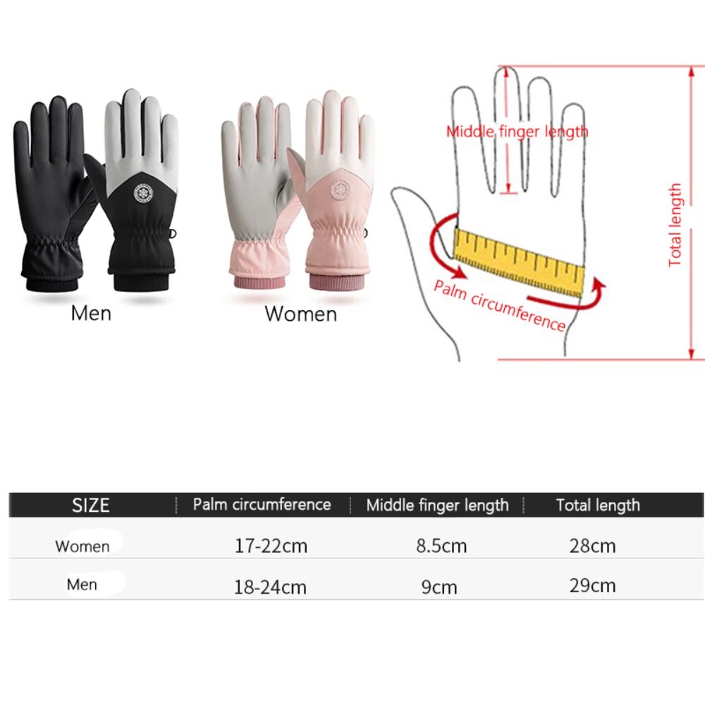 Thermal Ski Gloves, Waterproof Cold-proof Gloves, Adjustable Non-slip Touch Screen Gloves for Couples