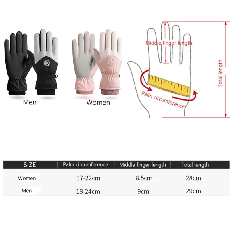 Thermal Ski Gloves, Waterproof Cold-proof Gloves, Adjustable Non-slip Touch Screen Gloves for Couples