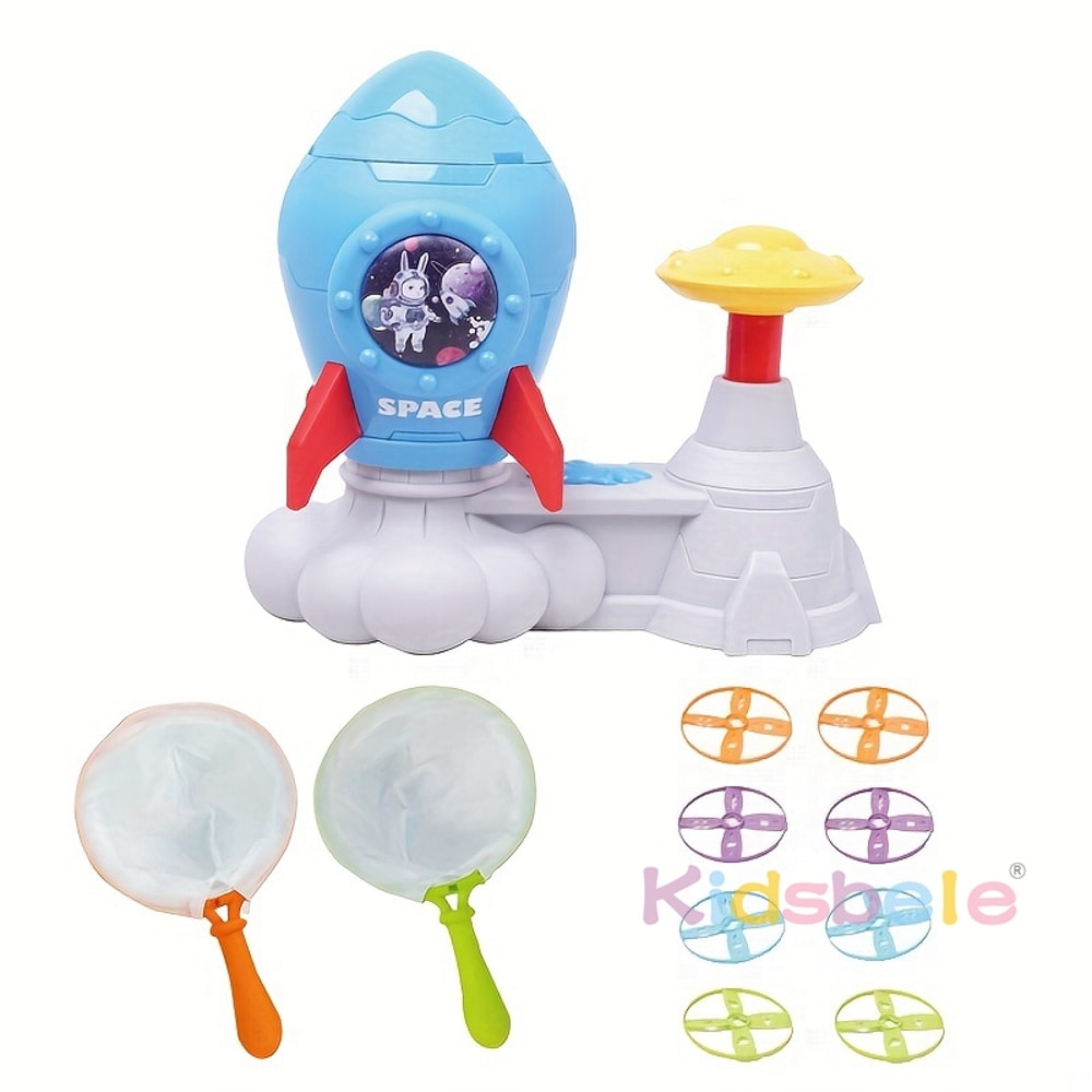 Flying Disc Launcher Toy For Kids Outdoor Rocket Bamboo Dragonfly Chasing Game 6