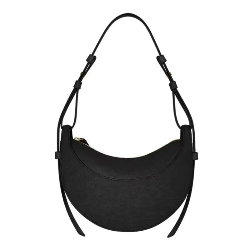 Crescent Shoulder Bag, Fashion Genuine Leather Women's Crossbody Bag with Zipper Closure