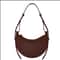 Crescent Shoulder Bag, Fashion Genuine Leather Women's Crossbody Bag with Zipper Closure