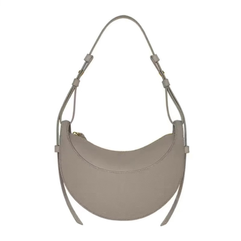Crescent Shoulder Bag, Fashion Genuine Leather Women's Crossbody Bag with Zipper Closure