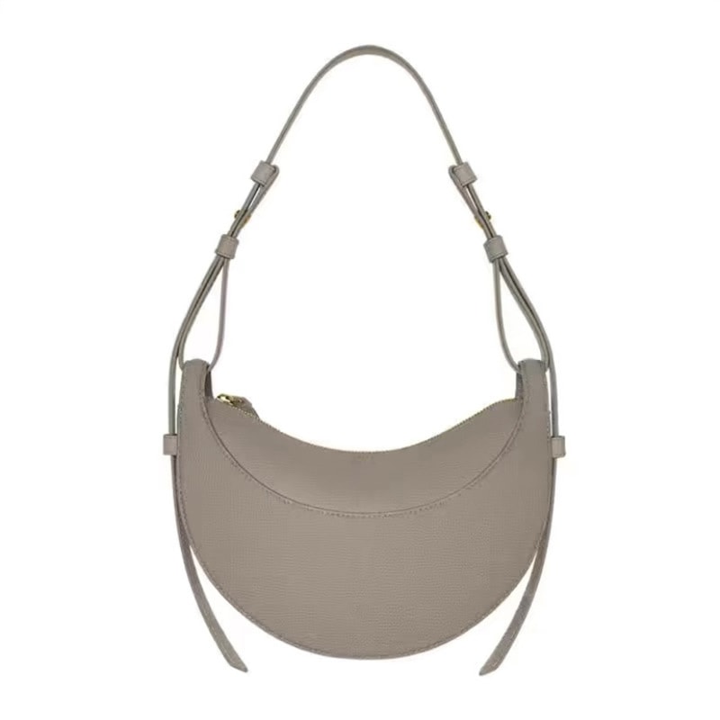 Crescent Shoulder Bag, Fashion Genuine Leather Women's Crossbody Bag with Zipper Closure