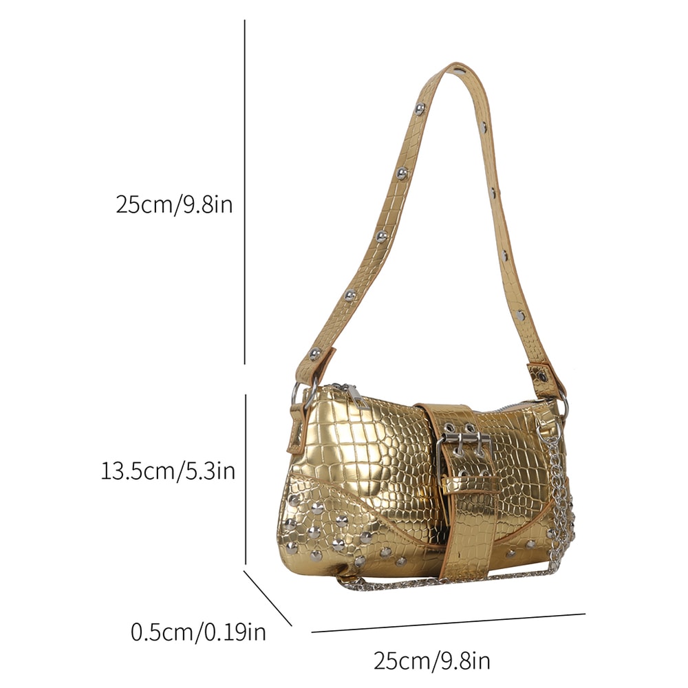 Cool Gothic Leather Underarm Tote Bag Casual Sling Handbags For Girls 6