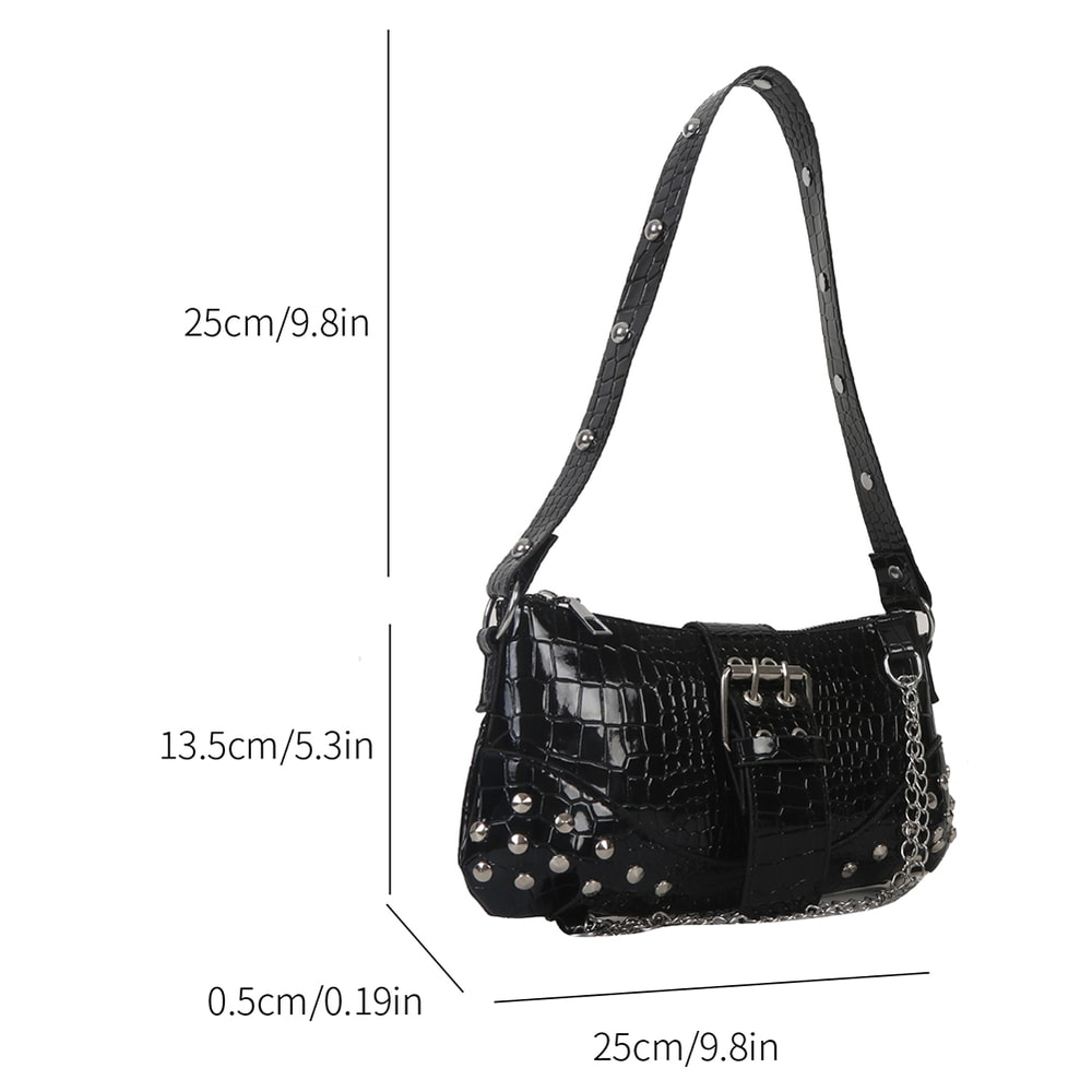 Cool Gothic Leather Underarm Tote Bag Casual Sling Handbags For Girls 5
