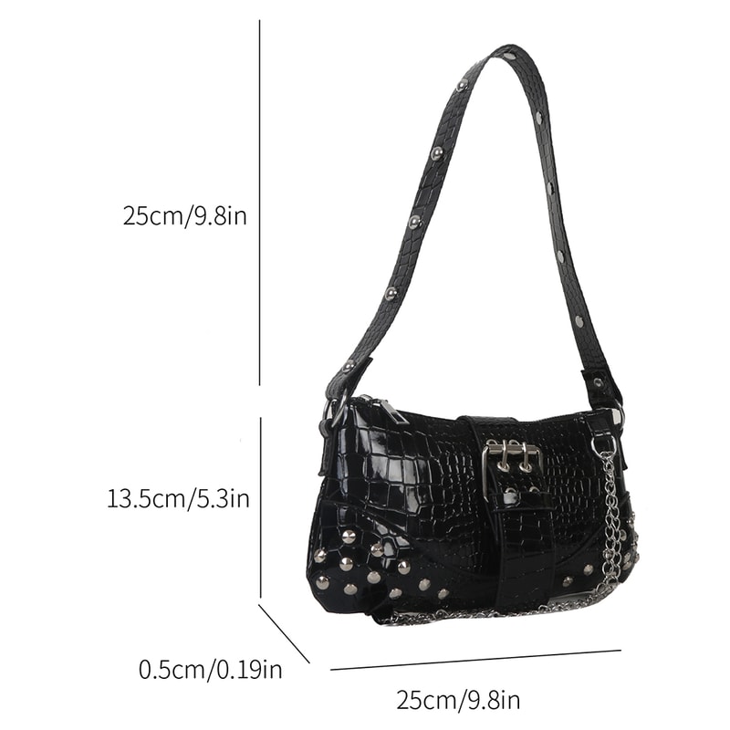 Cool Gothic Leather Underarm Tote Bag Casual Sling Handbags For Girls 5