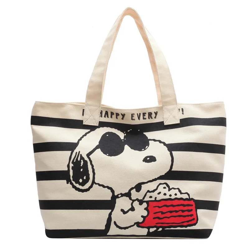 Disney Snoopy Large Capacity Canvas Bag for Female Students, Cute Cartoon Tote Mommy Bag to Carry Books