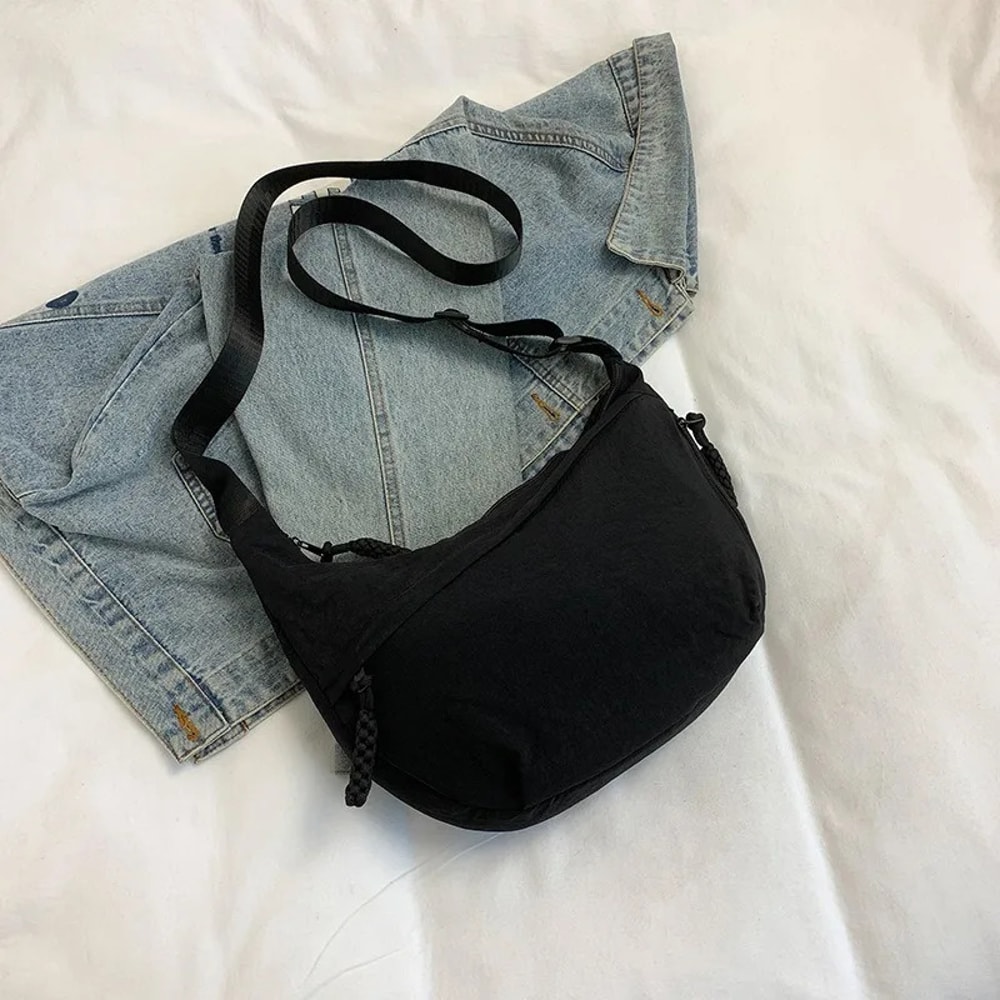 Solid Color Trendy Shoulder Bag Daily Multifunctional Canvas Bag Personalized Minimalist Dumpling B 0