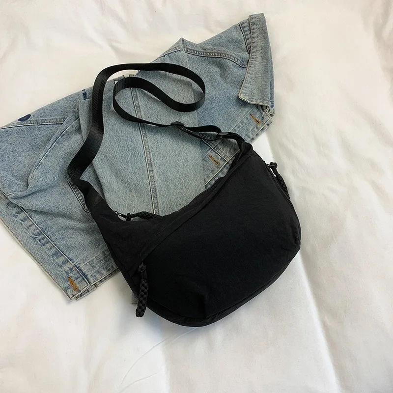 Solid Color Trendy Shoulder Bag Daily Multifunctional Canvas Bag Personalized Minimalist Dumpling B 0