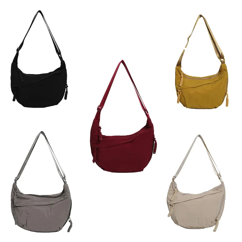 Solid Color Trendy Shoulder Bag Daily Multifunctional Canvas Bag Personalized Minimalist Dumpling B 4