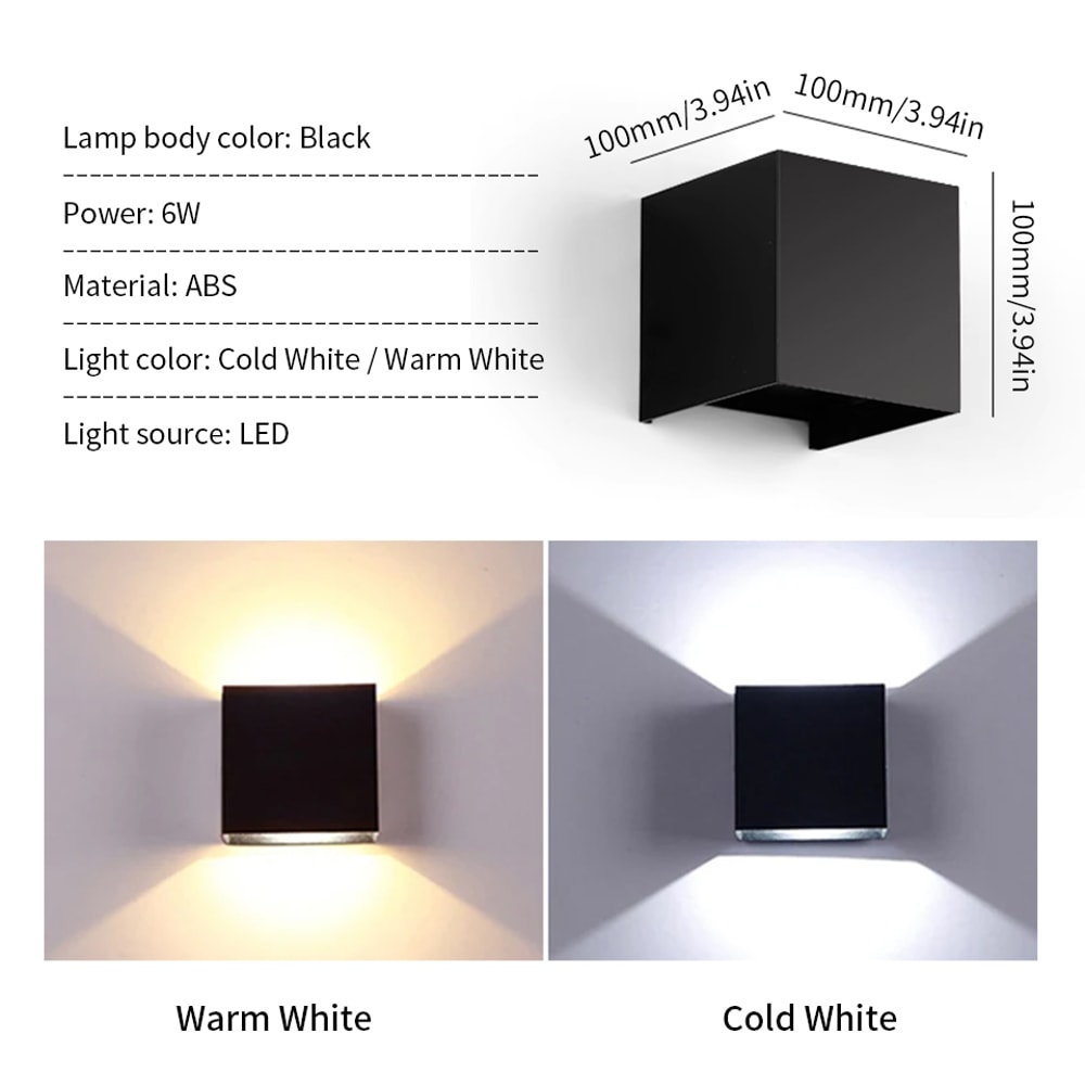LED Cube Porch Light, Warm White, Adjustable, Surface Mounted for Indoor and Outdoor Gardens
