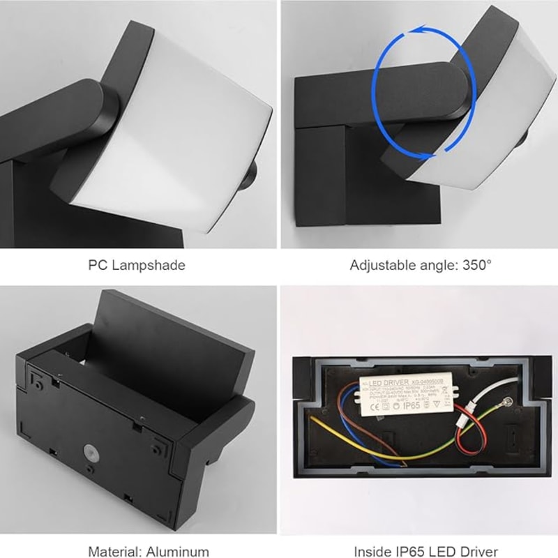 Wall Lamp Metal Waterproof Outside Wall Lights for Big Porch, Hotel, Garden